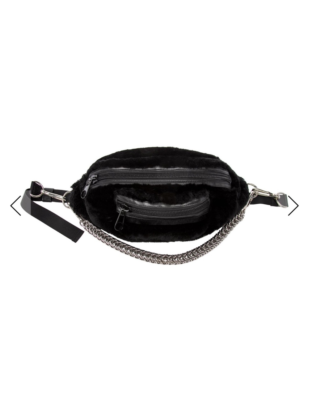 Alexander Wang Black Faux Fur “Fanny Pack” Belt Bag with Chain Retail $500